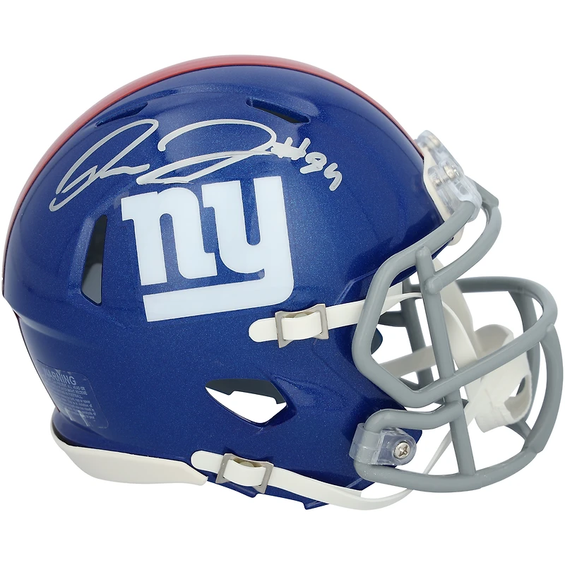 Theo Johnson New York Giants Autographed Riddell Speed Mini Helmet