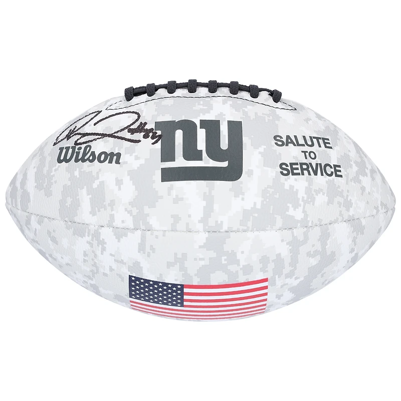 Ballon de football Wilson 2024 Salute To Service, autographié par Theo Johnson des Giants de New York