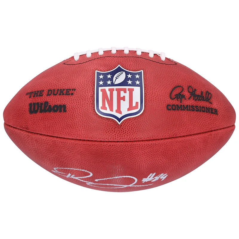 Ballon de football Wilson Duke en couleur autographié par Theo Johnson, des Giants de New York