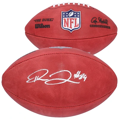 Ballon de football Wilson Duke en couleur autographié par Theo Johnson, des Giants de New York