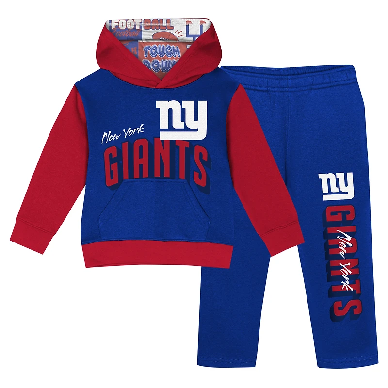 Ensemble sweat à capuche et pantalon en polaire pour tout-petits Royal New York Giants Coin Toss