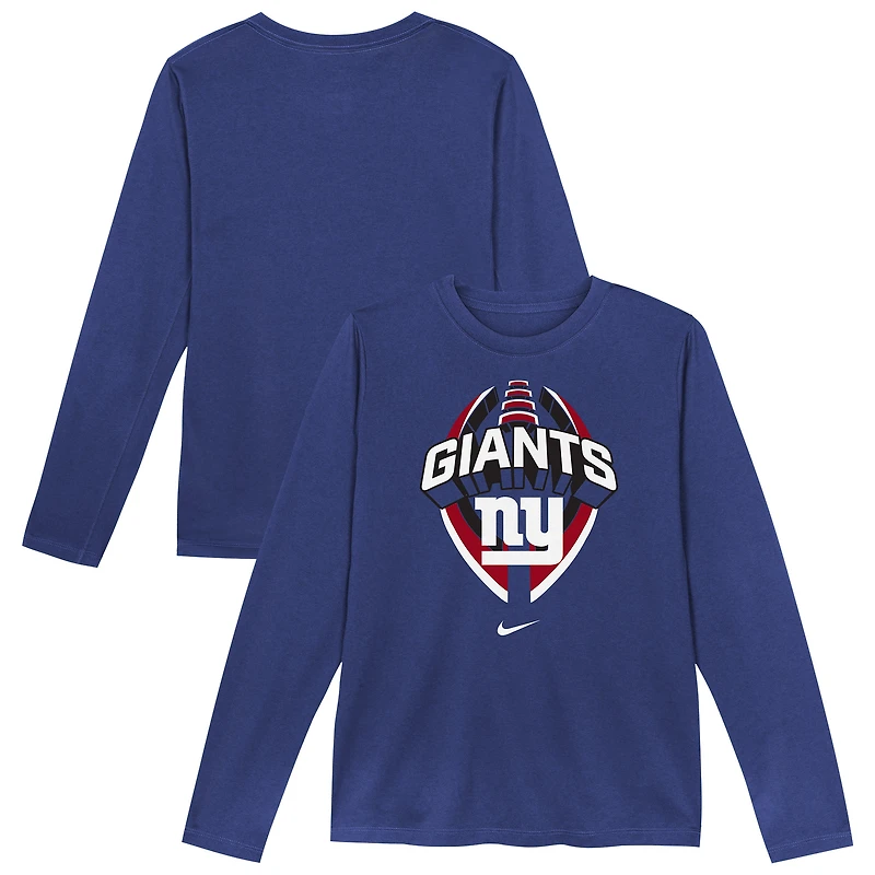 T-shirt de performance à manches longues Nike bleu New York Giants Primetime Legend Icon pour tout-petit