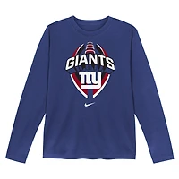 T-shirt de performance à manches longues Nike bleu New York Giants Primetime Legend Icon pour tout-petit