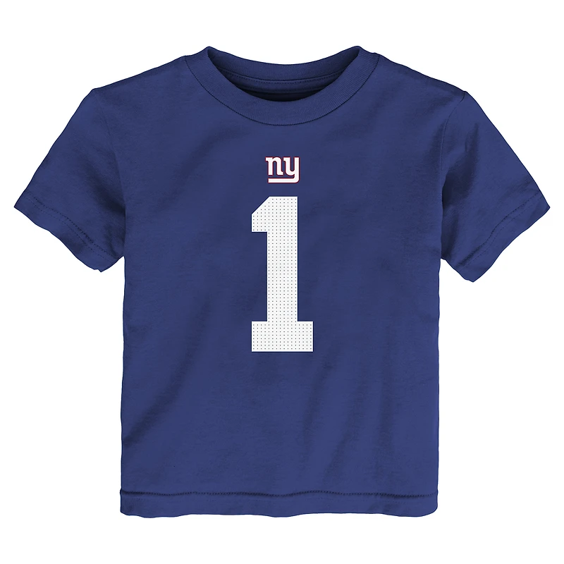 T-shirt Nike pour enfant en bas âge, modèle Malik Nabers Royal, avec nom et numéro du joueur des Giants de New York