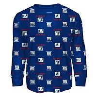 Toddler Outerstuff Royal New York Giants All-Over-Print Long Sleeve T-Shirt and Pants Sleep Set
