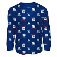 Ensemble de nuit pour tout-petits Outerstuff Royal New York Giants, t-shirt à manches longues et pantalon imprimé intégral
