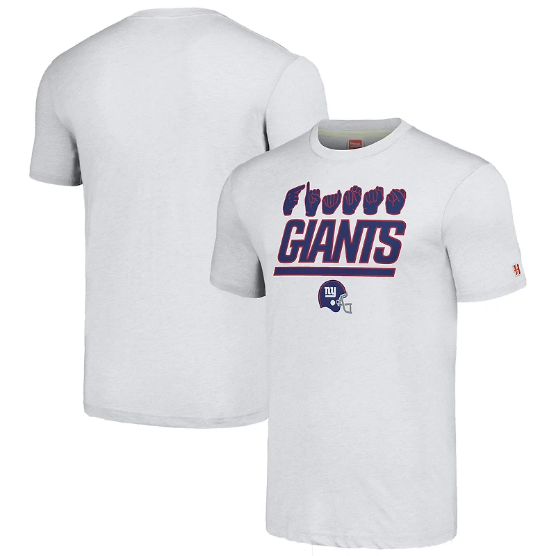T-shirt unisexe hommage Ash New York Giants The NFL ASL Collection par Love Sign en langue des signes américaine
