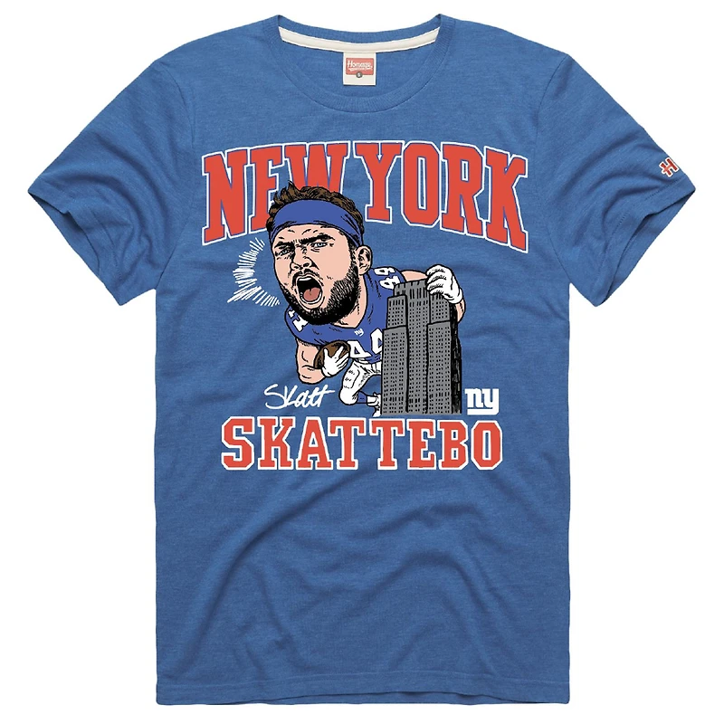 Unisex Homage Cam Skattebo Royal New York Giants Caricature Player Graphic Tri-Blend T-Shirt