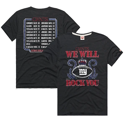 Unisex Homage Charcoal New York Giants 2026 NFL Schedule Queen Tri-Blend T-Shirt