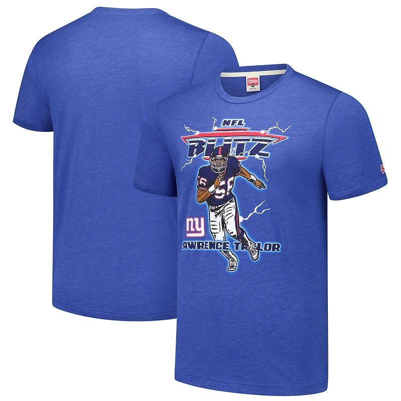 T-shirt unisexe hommage Lawrence Taylor Heathered Royal New York Giants NFL Blitz joueur retraité tri-blend
