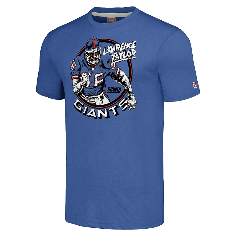 Unisex Homage Lawrence Taylor Royal New York Giants Caricature Retired Player Tri-Blend T-Shirt
