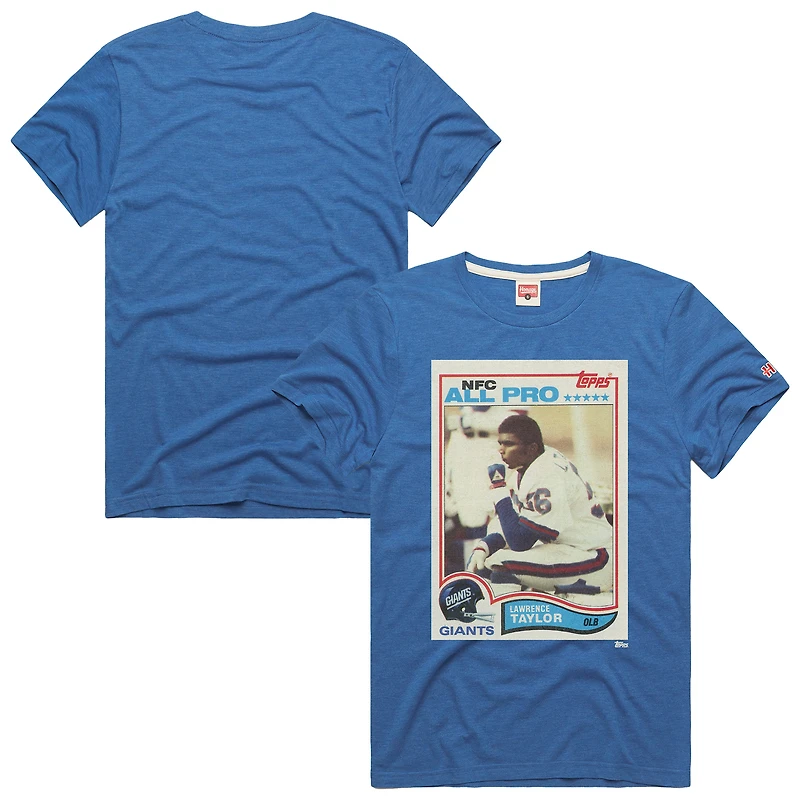 Unisex Homage Lawrence Taylor Royal New York Giants NFL Topps Trading Card Tri-Blend T-Shirt
