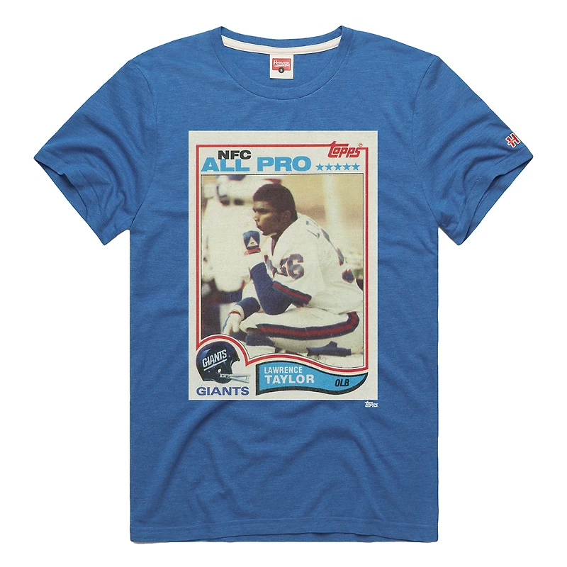 Unisex Homage Lawrence Taylor Royal New York Giants NFL Topps Trading Card Tri-Blend T-Shirt