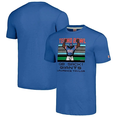 T-shirt unisexe hommage Lawrence Taylor Royal New York Giants Tecmo Bowl joueur retraité graphique tri-blend