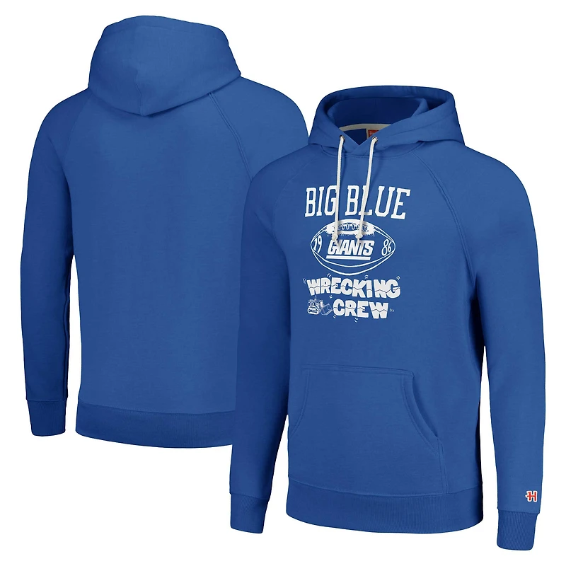 Unisex Homage  Royal New York Giants Hyperlocal Raglan Pullover Hoodie