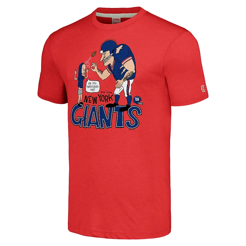 Unisex NFL x Homage Beavis and Butt-Head Red New York Giants Tri-Blend T-Shirt
