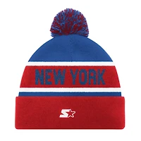 Bonnet en tricot à revers unisexe Starter Red New York Giants avec pompon