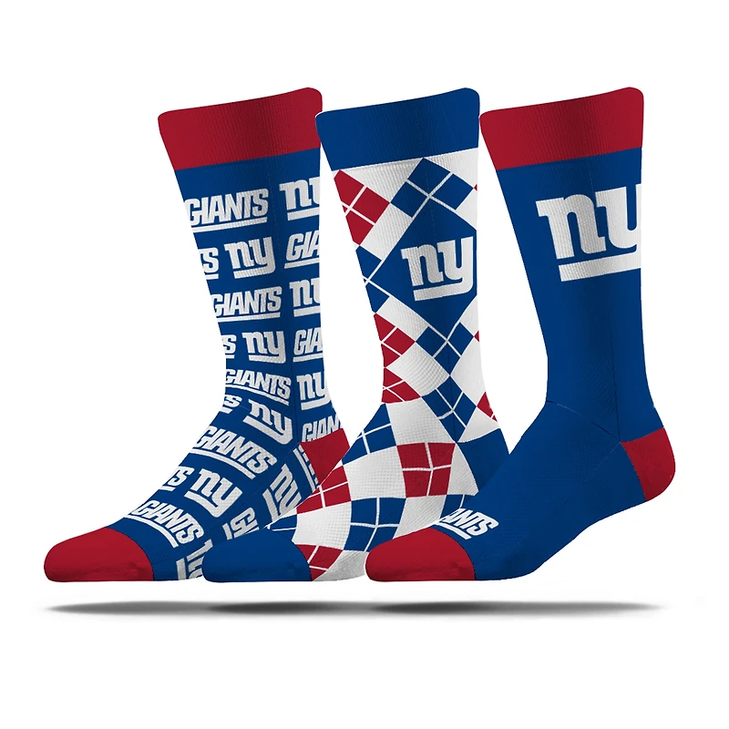 Lot de trois paires de chaussettes unisexes Strideline New York Giants en maille, modèle Business, couleur Business.