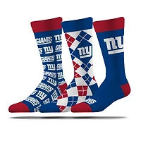 Lot de trois paires de chaussettes unisexes Strideline New York Giants en maille, modèle Business, couleur Business.