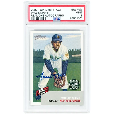 Willie Mays New York Giants Autographed 2002 Topps Heritage Real One #RO-WM PSA Authenticated 9 Card