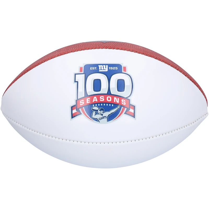 Ballon de football Wilson New York Giants avec panneau blanc et logo de la 100e saison