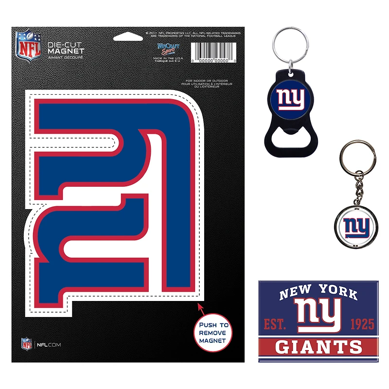 Lot de 4 porte-clés et aimants WinCraft New York Giants