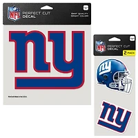 Lot de trois autocollants WinCraft New York Giants Perfect Cut