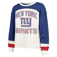 Haut court à manches longues raglan Double Header Curve '47 Cream New York Giants pour femme