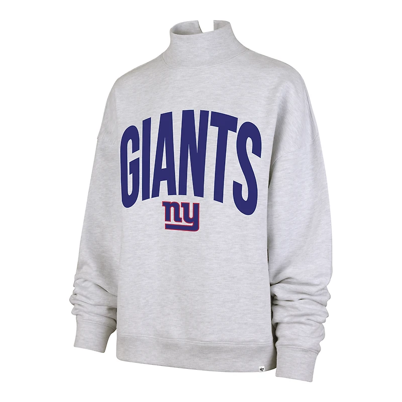 Women's '47 Gray New York Giants Subtle Muse Mock Neck Sweatshirt
