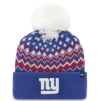 Bonnet en tricot à revers Elsa '47 Royal New York Giants pour femme avec pompon