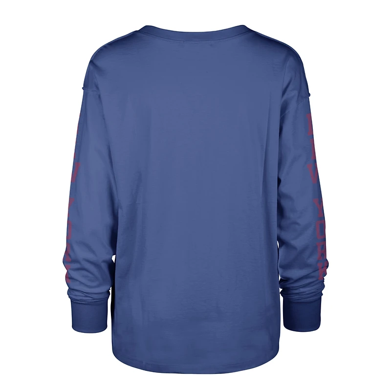 Women's '47 Royal New York Giants Tom Cat Lightweight Long Sleeve T-Shirt