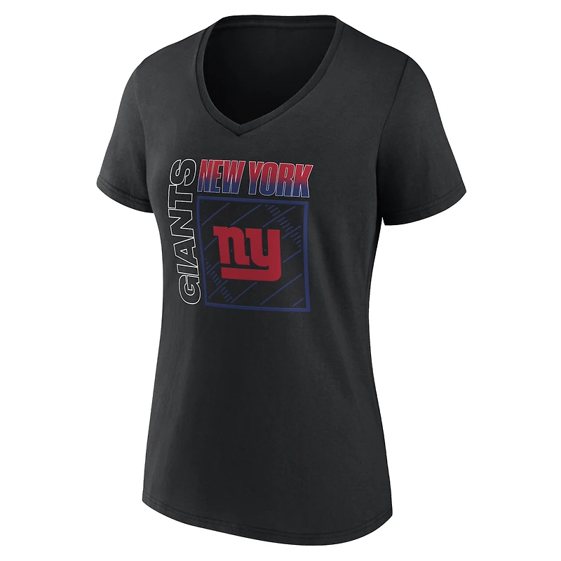 Women's Black New York Giants Home Field Pop Personalized Name & Number V-Neck T-Shirt