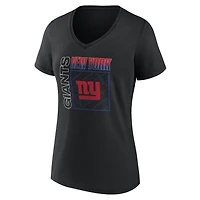 Women's Black New York Giants Home Field Pop Personalized Name & Number V-Neck T-Shirt