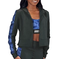 Sweat à capuche court zippé Certo Charcoal New York Giants pour femme