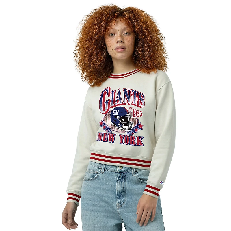 Women's Champion Cream New York Giants Reverse Weave Fleece Sweatshirt