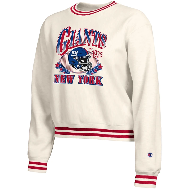 Women's Champion Cream New York Giants Reverse Weave Fleece Sweatshirt