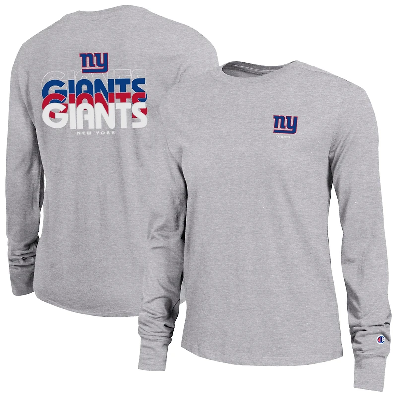 Women's Champion Heather Gray New York Giants Core Long-Sleeve T-Shirt