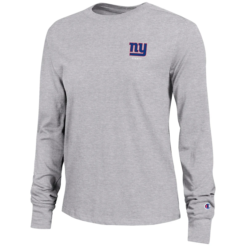Women's Champion Heather Gray New York Giants Core Long-Sleeve T-Shirt