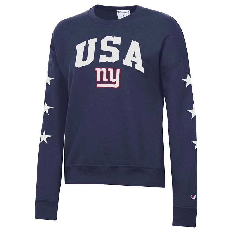 Women's Champion Navy New York Giants Star Spangled Sweatshirt
