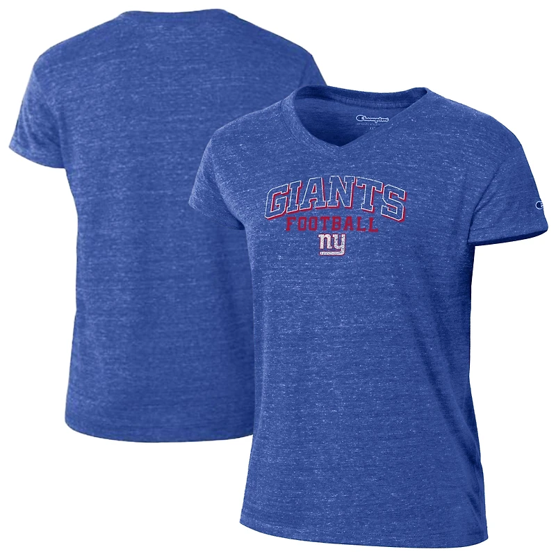 Women's Champion Royal New York Giants Triumph Tri-Blend V-Neck T-Shirt