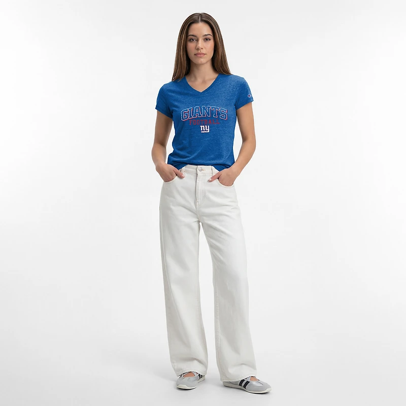 Women's Champion Royal New York Giants Triumph Tri-Blend V-Neck T-Shirt