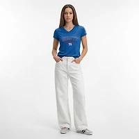 Women's Champion Royal New York Giants Triumph Tri-Blend V-Neck T-Shirt