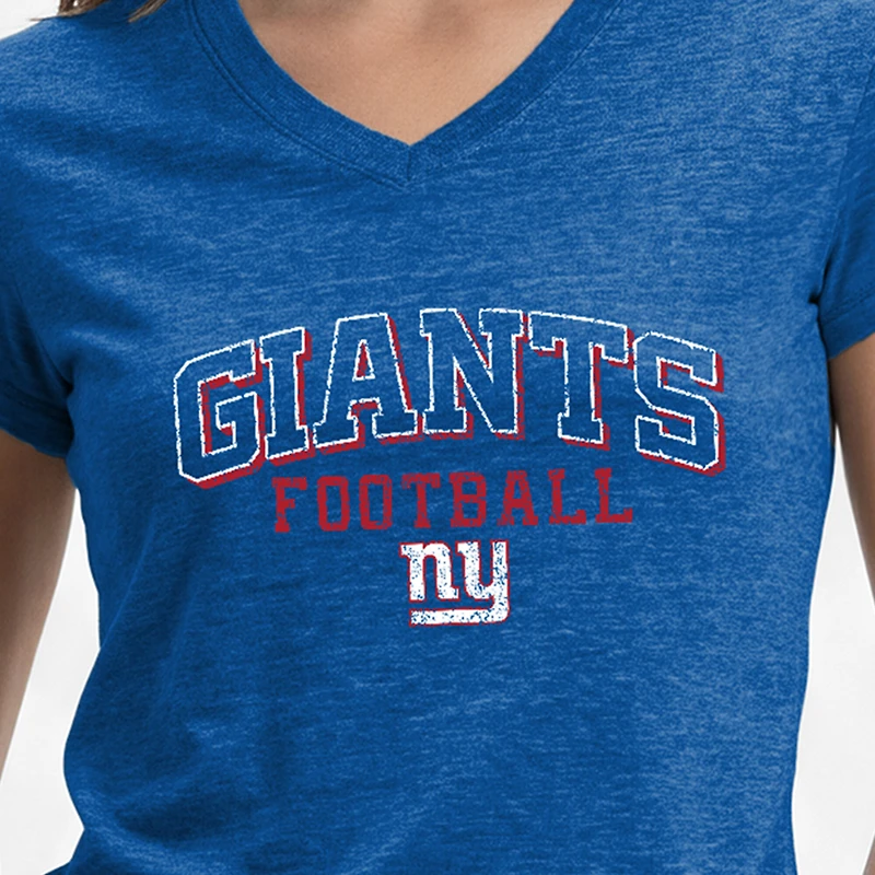 Women's Champion Royal New York Giants Triumph Tri-Blend V-Neck T-Shirt
