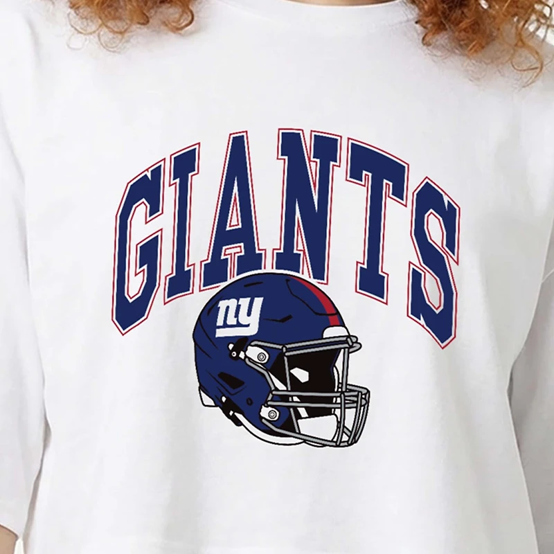 Women's Champion  White New York Giants Boyfriend Cropped T-Shirt