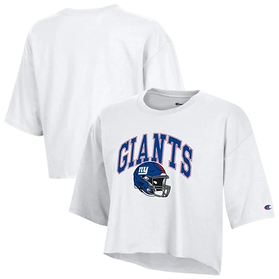 Women's Champion  White New York Giants Boyfriend Cropped T-Shirt