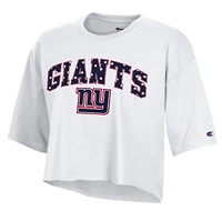 T-shirt court blanc à étoiles des New York Giants pour femmes, modèle Champion