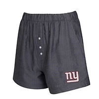 Ensemble de deux boxers à rayures et imprimés unis pour femme Concepts Sport Charcoal New York Giants