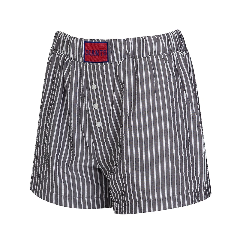 Ensemble de deux boxers à rayures et imprimés unis pour femme Concepts Sport Charcoal New York Giants