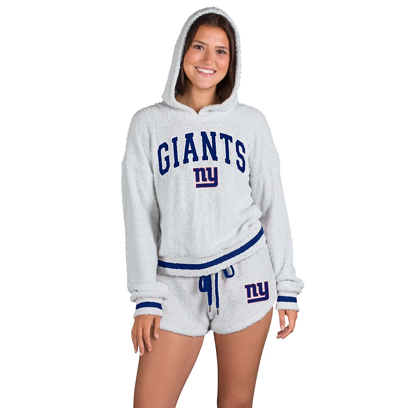 Women's Concepts Sport  Gray New York Giants Whitley Long Sleeve Hoodie Top & Shorts Set