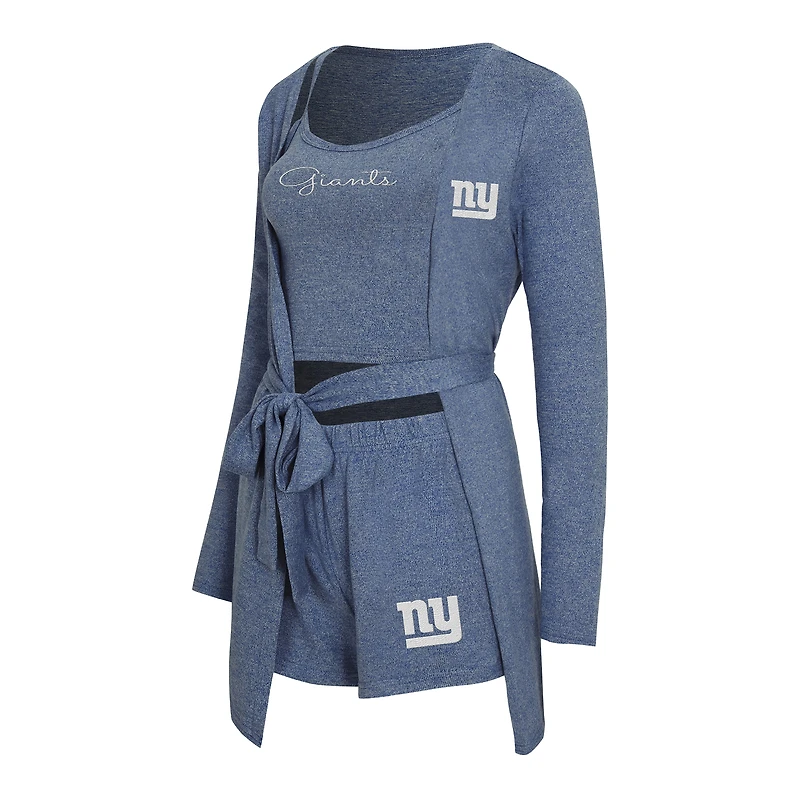 Ensemble débardeur, short et peignoir Rigor de New York Giants pour femme Concepts Sport Heather Royal